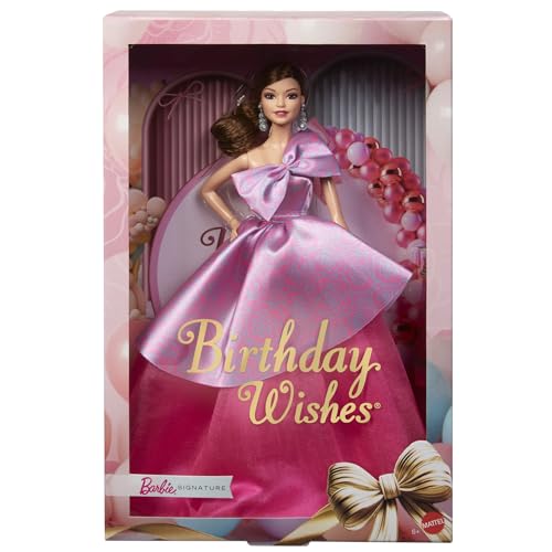 Barbie Birthday Wishes Signature Dress-Up Doll & House for Ages 6 and Up, Pink, JBJ07
