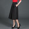 Women's Summer High-Waist Elastic Pleated Midi Skirt - Slim-Fit A-Line Umbrella Skirt with Knee-Length Flare