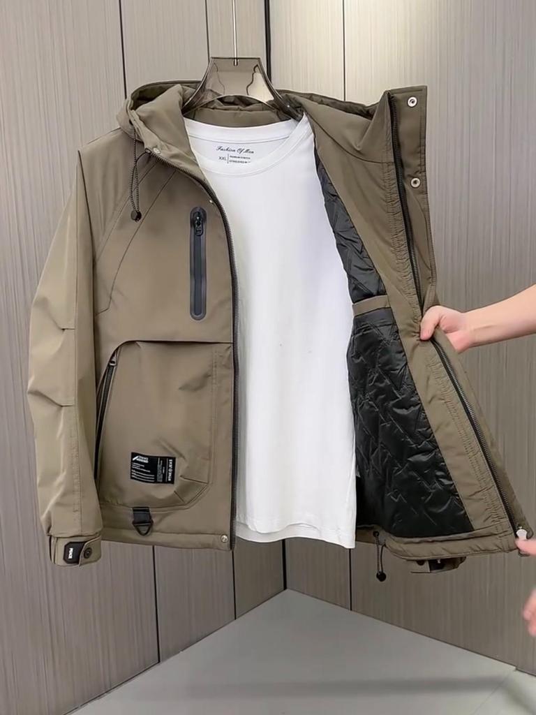 Men's Windproof Hooded Jacket: 2025 Winter Padded & Thickened Tide Brand Coat