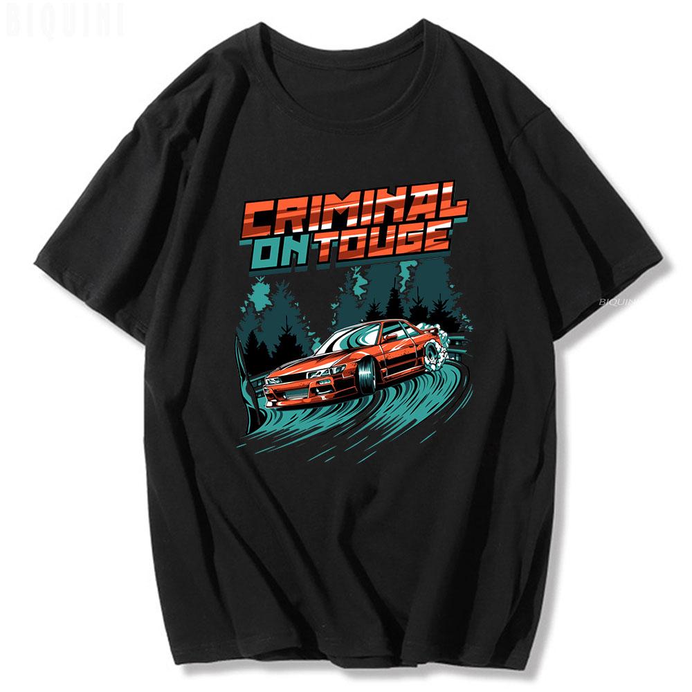 Trička s potiskem Touge Drift JDM Auto Streetwear Léto 100% Bavlna Krátký Unisex