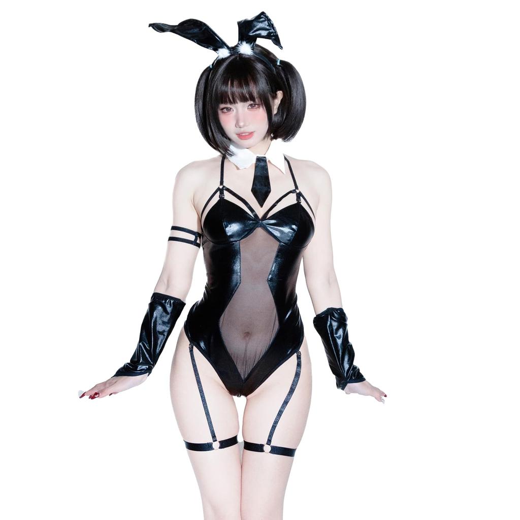 Bunny Girl Cosplay Sexy Chest Open Crotch Erotic Training Temptation Extreme Rabbit Bunny Costume Leotard Disguise High Leg Bold Lingerie Rabbit Ears