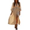 Autumn new 2026 temperament elegant deep V-neck long dress split fork European and American style dress