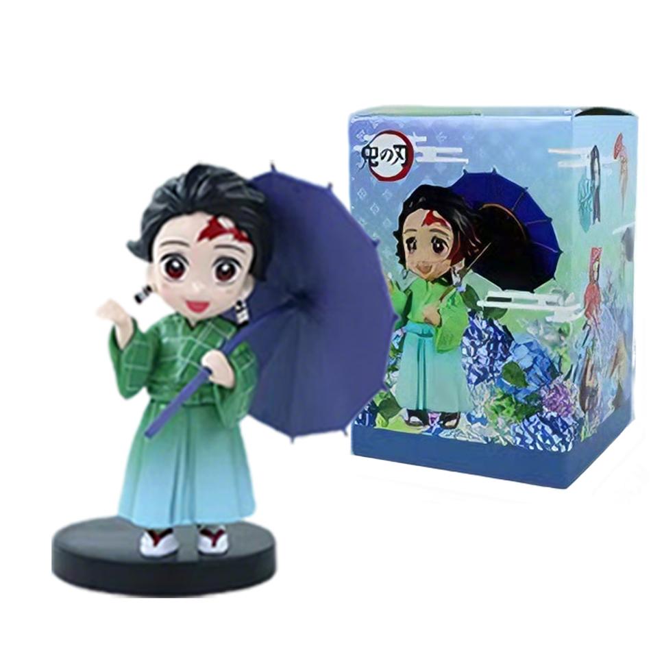 In Stock 12cm Kawaii Demon Slayer Plum Rain Series with Box Handmade Model No Yaiba Kamado Nezuko Action Figure Ornament Gift