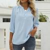 Women's Casual Loose-fitting Spring/Summer Stand Collar Mid-Sleeve Shirt Pom-Pom Top