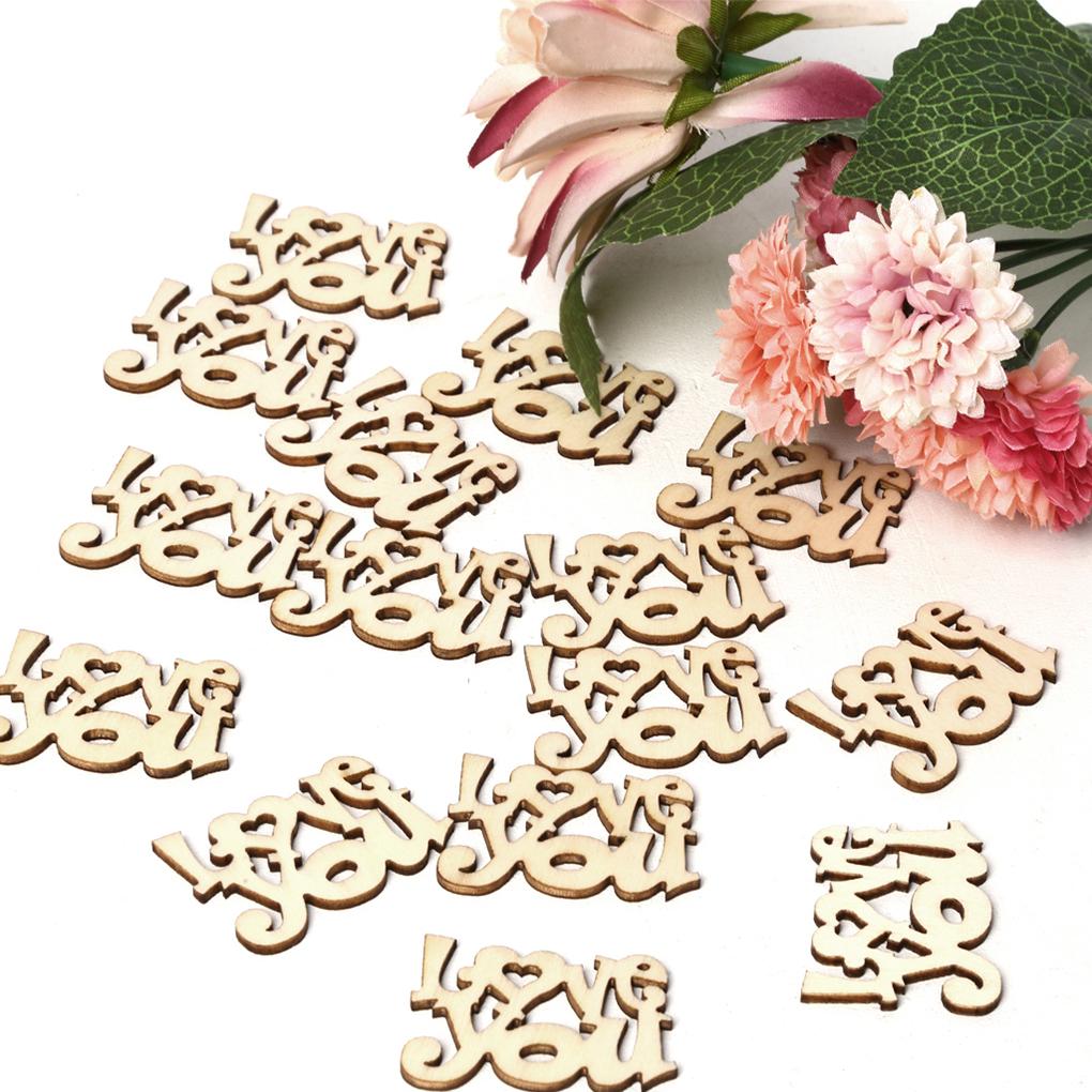 Pack of 60 Wooden Letters Wood Slices Unfinished Signs Scrapbooking Crafts Anniversary Gifts Love Wedding Happy Birthday Party