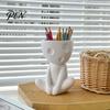 Modern Art Pencil Holder Abstract Character Pen Holder, Resin Sitting Figure Creative Stationery for Desk Cup, Multi-functional Desktop Organizer