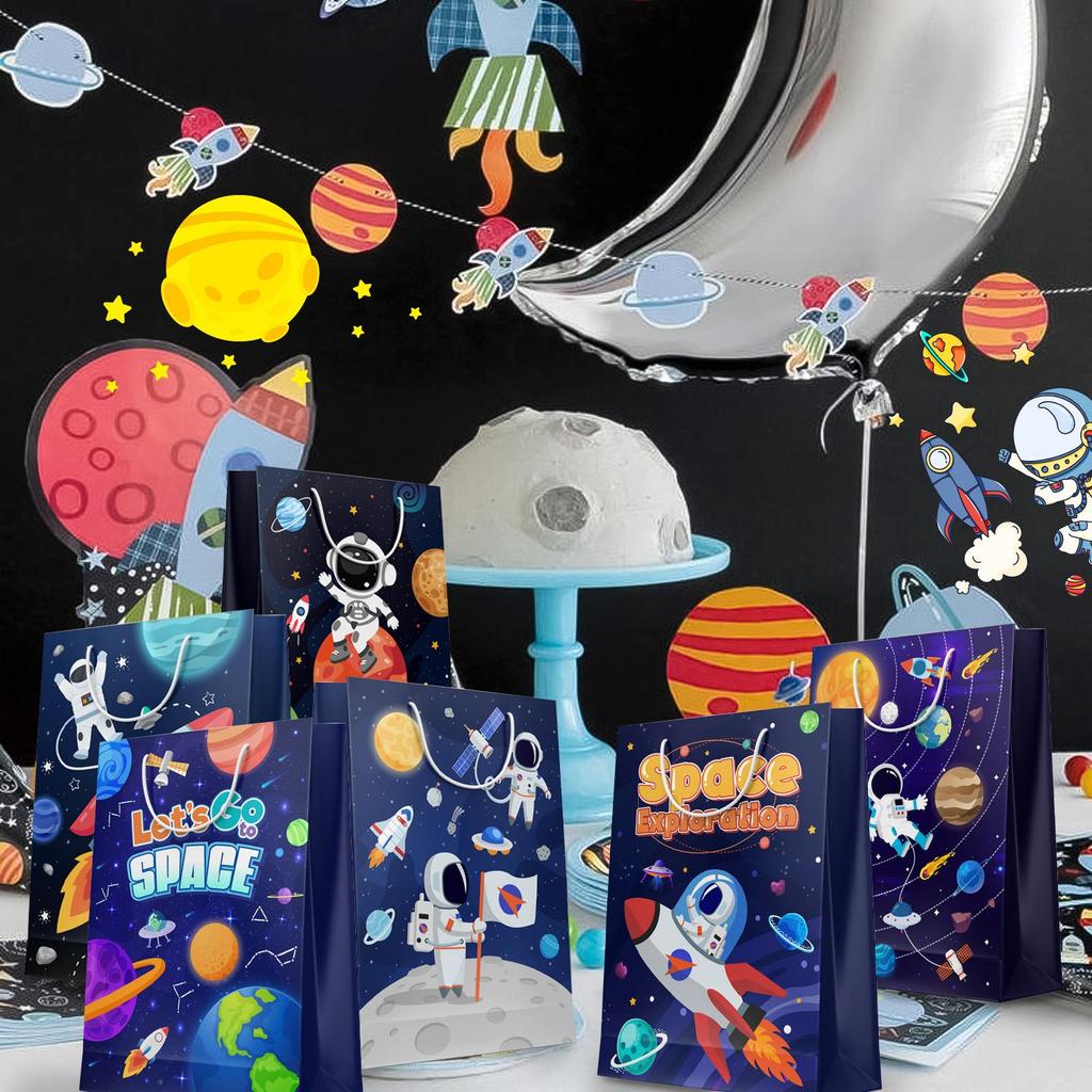 Space Goodie Bags, 24 Pcs Space Party Favor Bags Set Outer Space Treat Bags Space Gift Bags for Space Birthday Party Decorations