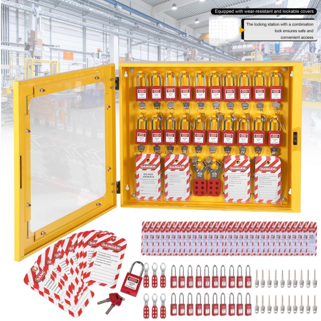 Lockout Tagout Kits with 20 Safety Padlocks 6 Hasps 60 Tags for Industrial Includes Padlocks Personal Lockout Station for Electr