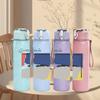1PC Abstract color block rectangular print 750ml colorful plastic sports water bottle leakproof pop up lid with straw for outdoor work home use