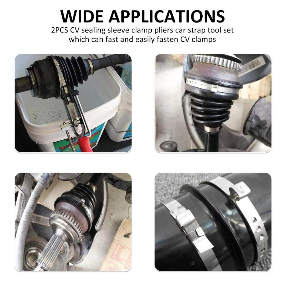 2Pcs with Cutter CV Joint Boot Clamp Pliers Hand Installer CV Boot Clamp Banding Tool  Car Repairs