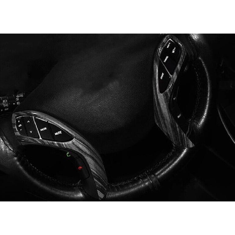 For Hyundai Elantra 2011-2016 Wood Grain Black Steering Wheel Button Frame Trim