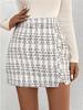 Elegant High-Waisted Plaid Button Short Skirt for Autumn and Winter Women