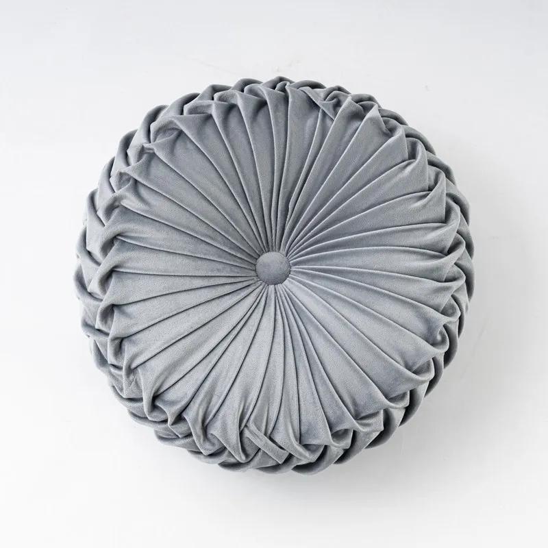 Light Luxury Solid Color Dutch Plush Pumpkin Sofa Pillow Handsewn Wheel Shape Chair Waist Pillow Cushion