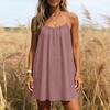 Summer Sundress Women Casual Spaghetti Strap Mini Dress Loose Fit Sleeveless Lightweight Beach Vacation Daily Wear