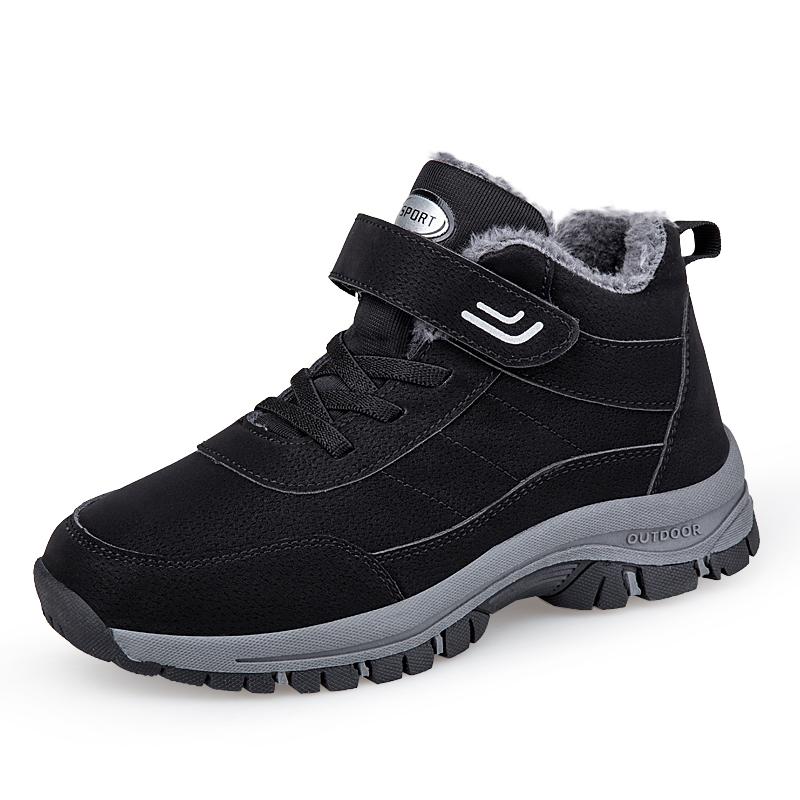 Stivali da uomo invernali alla moda Scarpe da donna impermeabili in pelle PU peluche Scarpe da trekking da arrampicata Stivali invernali caldi in peluche unisex da esterno