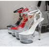 Patent Leather Sandals 16.5Cm Heel 7Cm Platform High Heels Waterproof Fashion Show Runway Wedding Shoes