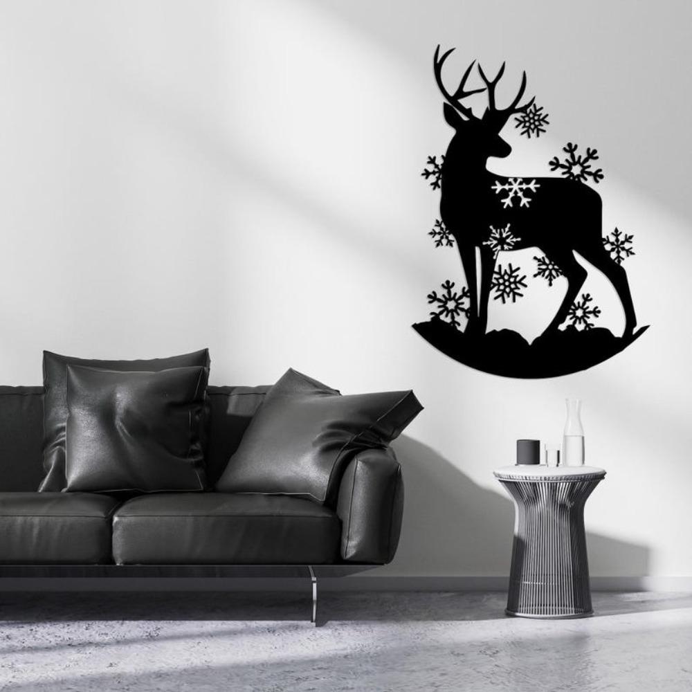 Handmade Deer Metal Wall Sculpture, Rustic Winter Home Decoration