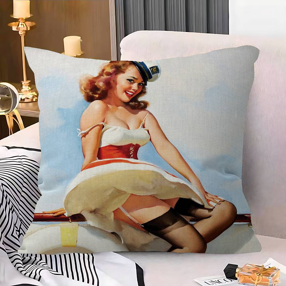 Pin Up Girl Cushion Cover Polyester Sofa Cushions Decorative Throw Pillows Home Decoration Pillowcover