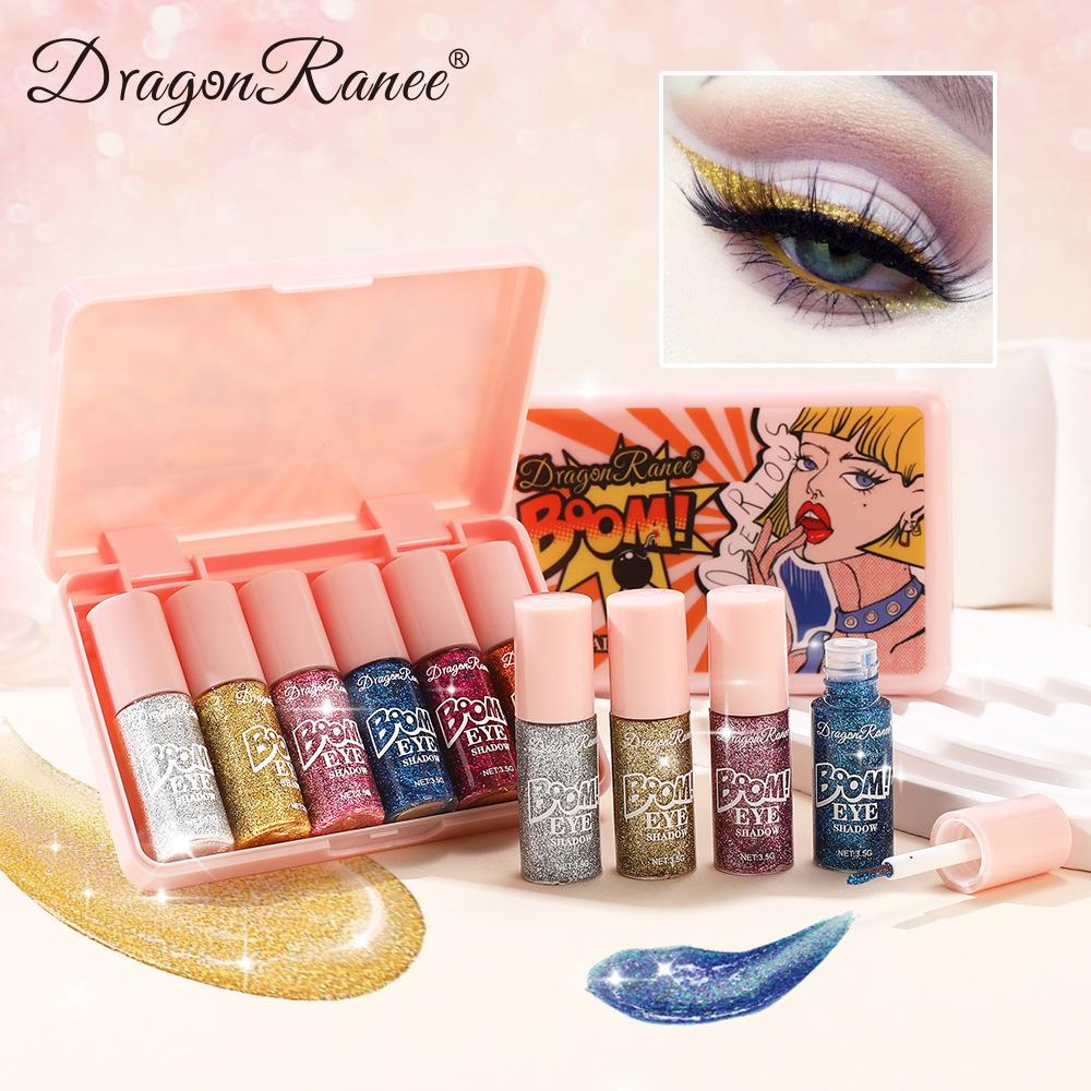 Liquid Eyeshadow Glitter Powder Fine Glitter Pearl Diamond Shiny Glitter Golden Sunshade Eye Shadow Liquid Glitter Eyeliner Set Box