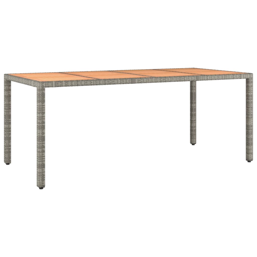 Garden Table with Wooden Top Gray Poly Rattan & Solid Acacia Wood