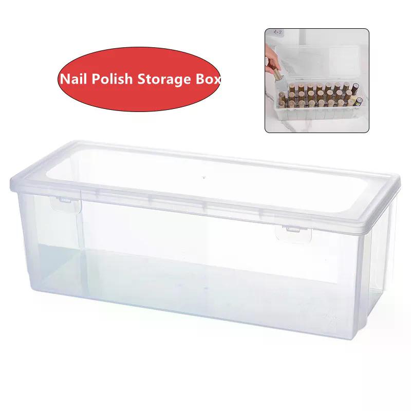 1Pcs Nail Art Rectangle Transparent Storage Box Nail Rhinestone Brush Pen Buffer Grinding Files Organizer Container Case