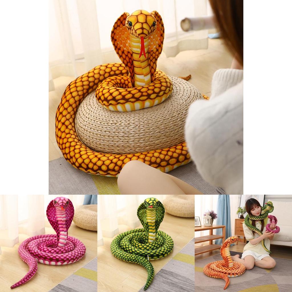 King Cobra Plush Toy With Super Soft Short Plush For Kids Educational Animal Play