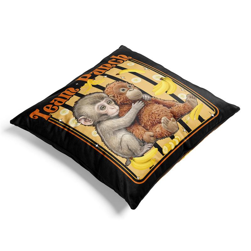 Aertemisi Punch Baby Monkey Pillow Cover Emotional Plush Monkey Design Cushion Case Throw Pillow Cover
