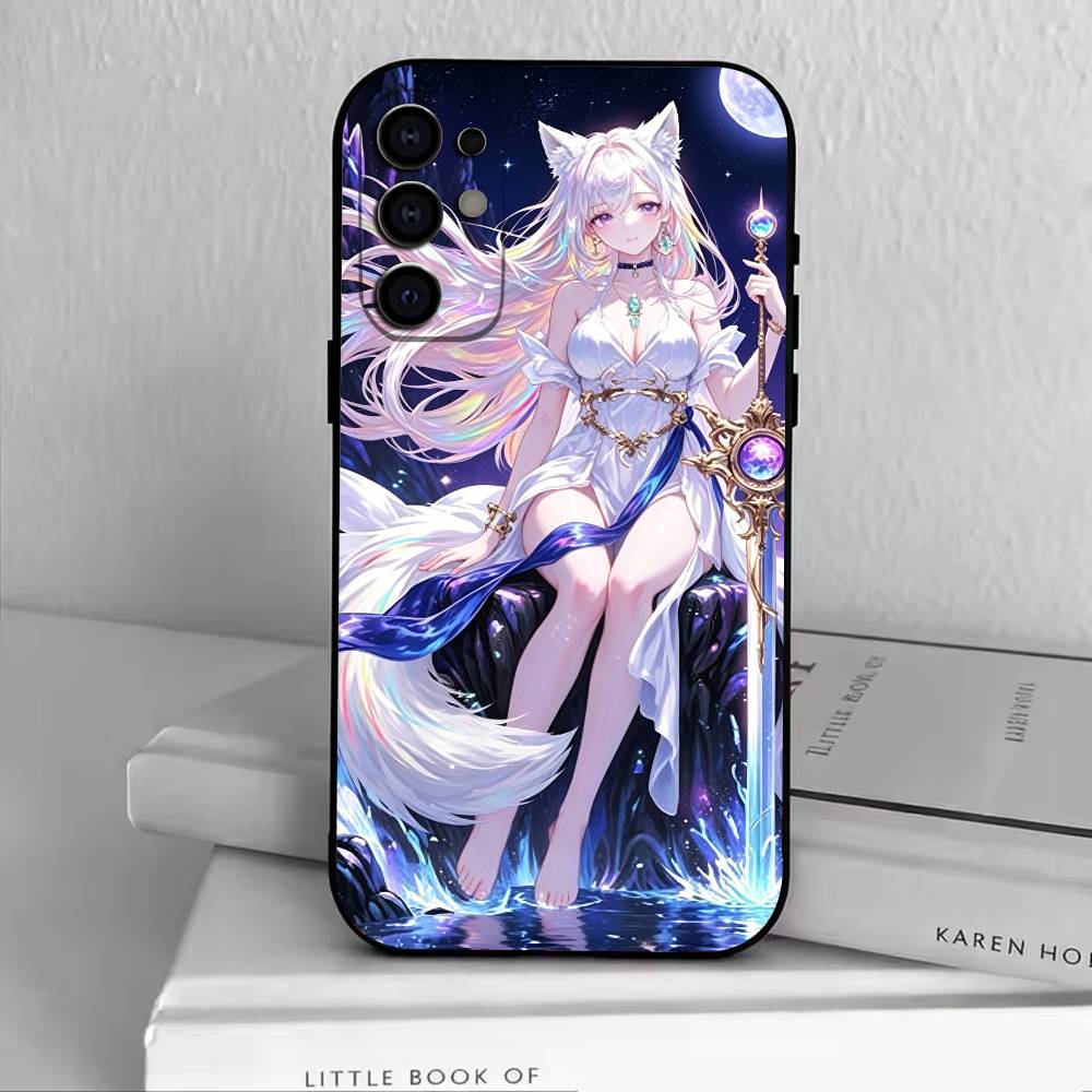 Fox Girl  Phone Case Black Silicone Soft For Samsung S25,S24,S21,S22,S23,S30,Ultra,S20,Plus,Fe,Lite