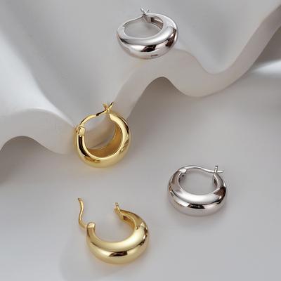 925 Silberbeschichtete klobige Creolen für Damen Geometrischer Kreis Punk Ohrschmuck Partygeschenke Neu