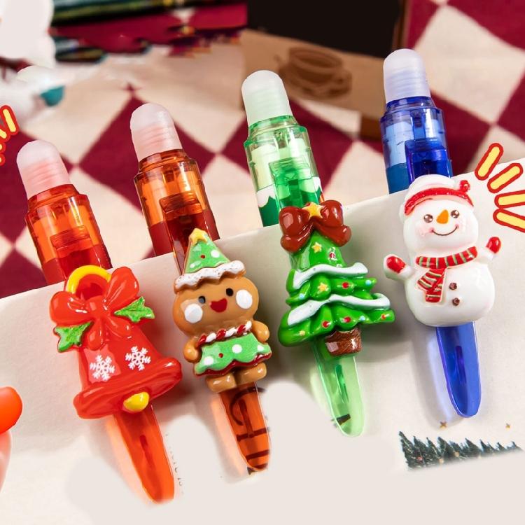 6Pcs Holiday Erasable Gel Pen Retractable Gel Inks Pens Blue Inks 0.5mm Tip for Writing Journaling Stocking Fillers