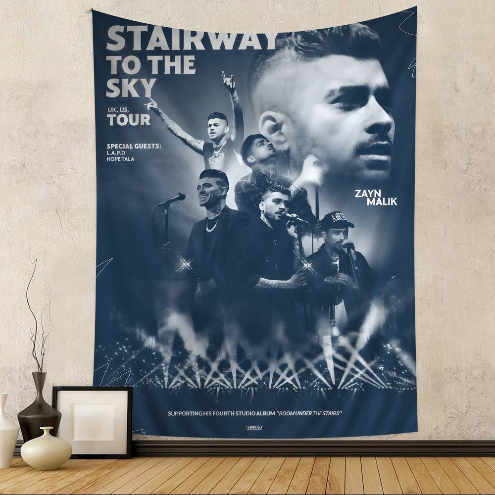 Singer ZZayn MMalik Movie Anime Tapestry Hippie Flower Wall Carpets Dorm Decor Cheap Hippie Wall Hanging