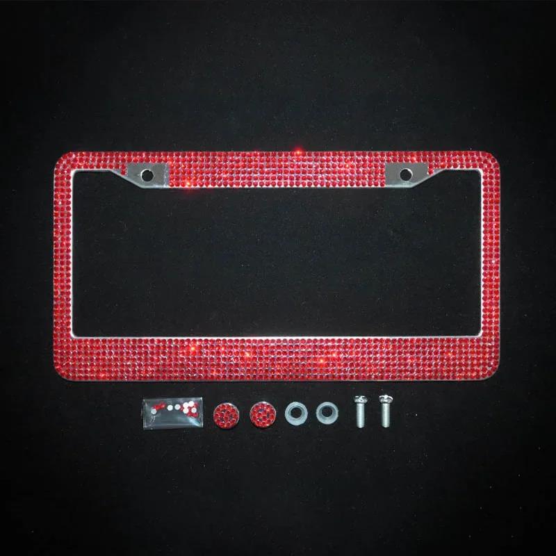 NEW Bling Crystal Car License Plate Frame Women Rhinestone License Plate Frame Cover Holder Car Accessories with Screw 31*16cm License Plate Covers