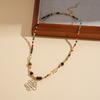 Tiger's Eye Beaded Geometric Round Flower Adjustable Necklace Ethnic Style Item Decoration
