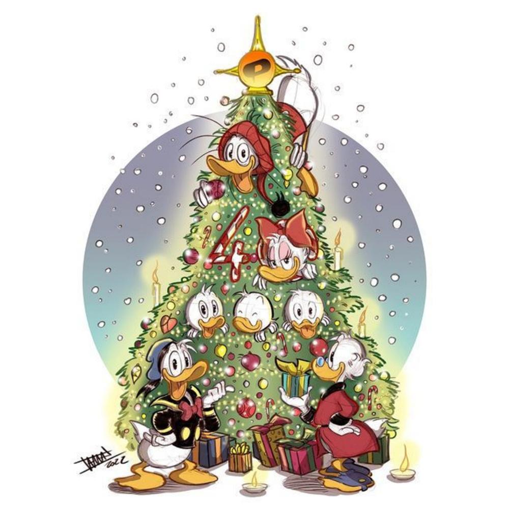 

Disney Diamond Painting 5D DIY Donald Duck Family Christmas Theme Illustration Art Mosaic Embroidery Decoration Cross Stitch Gift Round 20x30cm