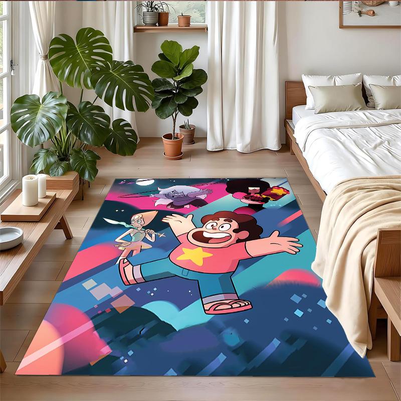 Anti‑Slip Crystal Velvet Floor Rug, Steven Universe Design Carpet for Indoor Living Bedroom Home Decoration