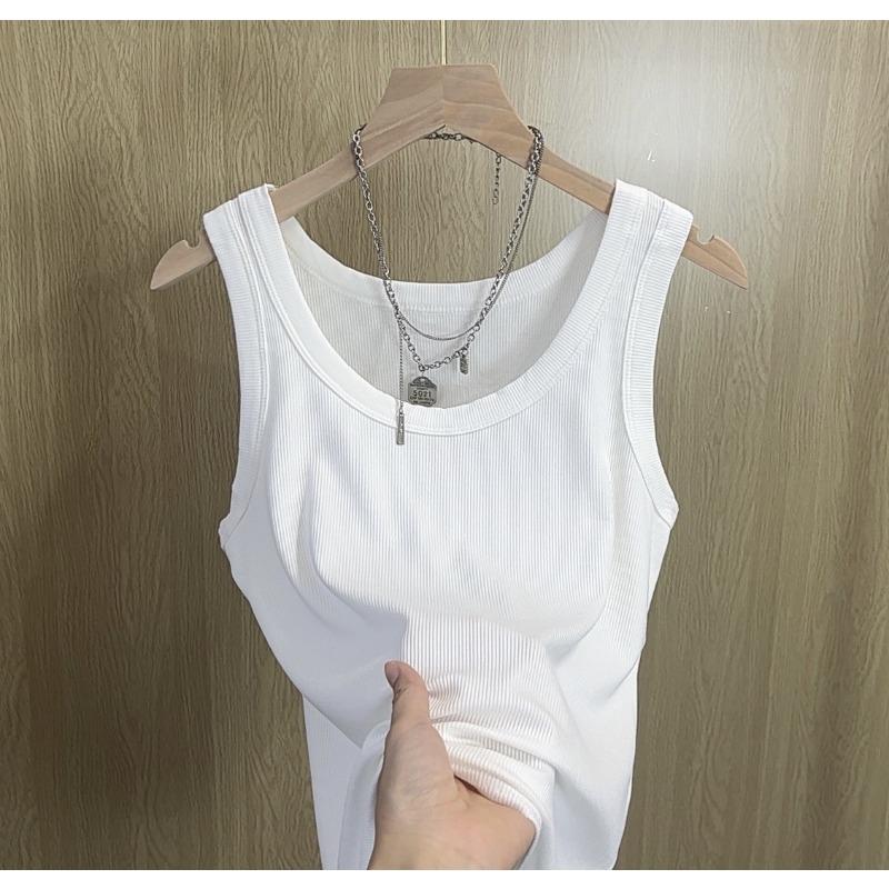 Spring and Summer New Wide Shoulder Vest Women's Big Collar Simple Base Inner with Small Vest Women's Sleeveless Vest
