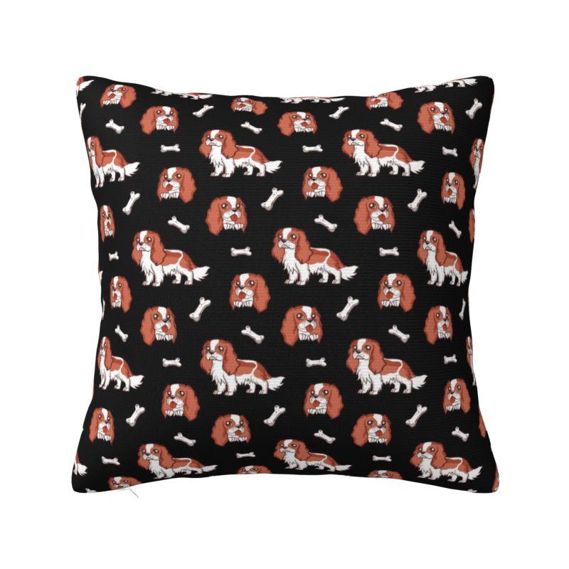 Custom Modern Cavalier King Charles Spaniel Cushion Cover for Sofa Velvet Cartoon Dog Pillow Case Bedroom Decoration