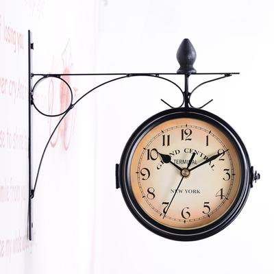 Haushalt Doppelseitige Wanduhr Retro Horologische Dekoration Ornamente Wohnzimmer Wanduhr