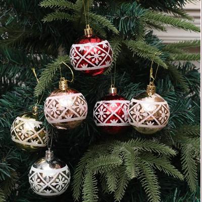 6Pcs/Box Electroplated Plastic Ball Christmas Tree Ornament DIY Crafts Painted Plastic Christmas Gifts Boxes Pendant