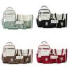 Canvas Casual Backpack Five Piece Set For Students With Rabbit Letter Pattern For School Use
