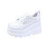 Women's 2025 Wide Width Platform Sneakers Chunky Sole Lace-Up Comfortable Casual Dad Shoes White Athletic Shoes