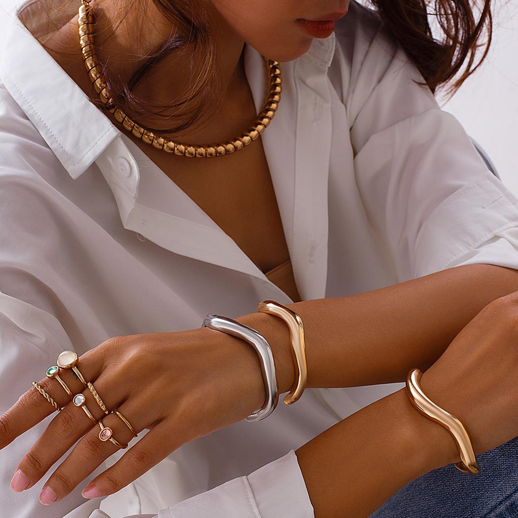 Fashion Punk Style Metal Irregular Bracelet Bracelet Personality Geometric Open Bracelet Female