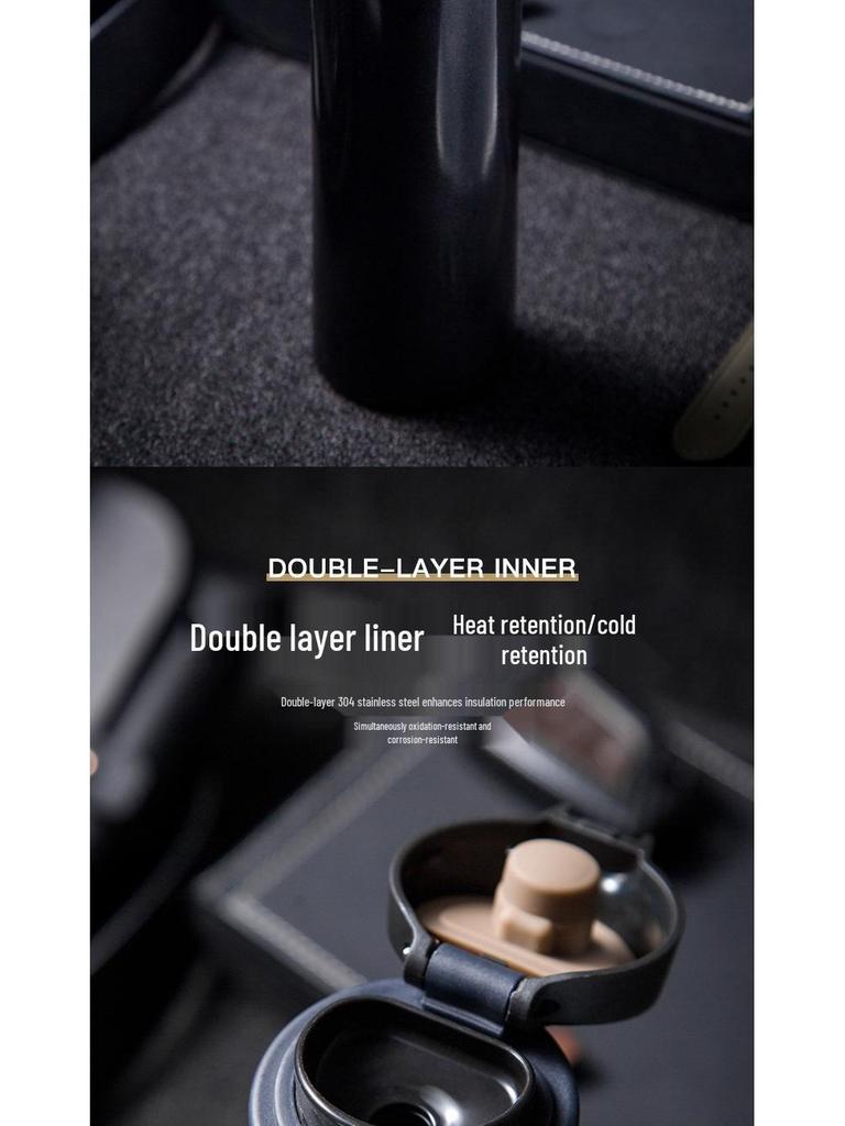 Double-Layer Vacuum Insulated 304 Stainless Steel Water Cup with Flip Lid - Portable & Thickened