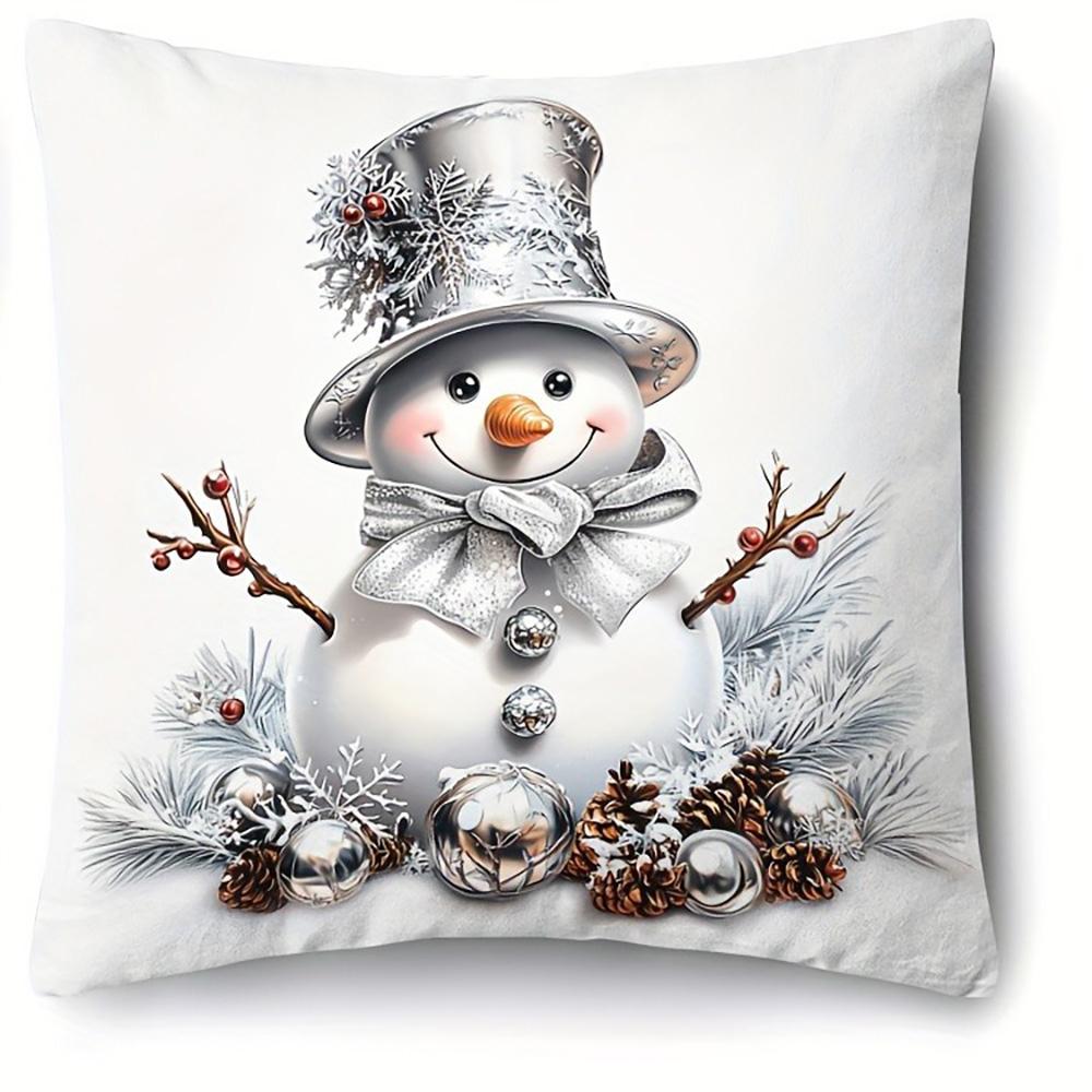 Christmas Themed Pillowcases: Santa, Snowman, Christmas Tree & Ornaments Designs Sofa Room Cushion Cover Home Decoration Gift