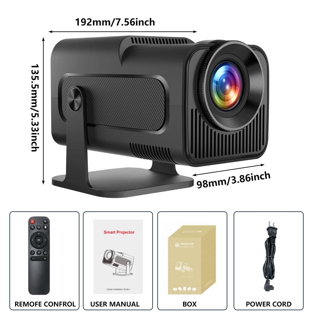 HY320 HD Mini Projector Android 11 Dual Band WiFi6 BT5.0 300ANSI Native 1920x1080p Immersive Home Outdoor Cinema Projection