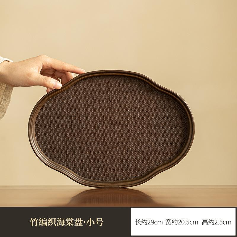 Chinese Bamboo Handmade Tea Tray Zen Crabapple Teapot Holder Traditional Tea Board Dishes For Serving Fruit Plate Teaware Craft
