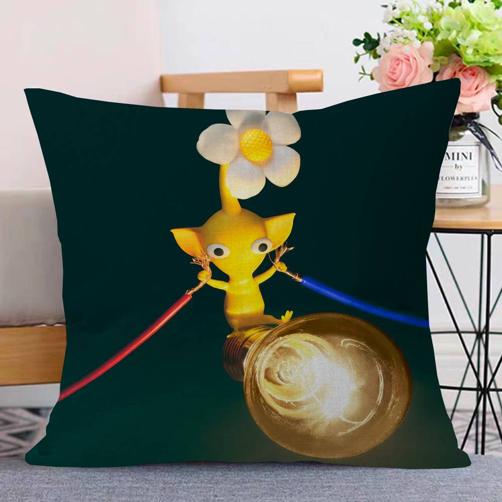 P-Pikmin Game Pillow Covers Cartoon Sofa Decorative Home Double-Sided Printing Short Plush Cute Cushion Cover