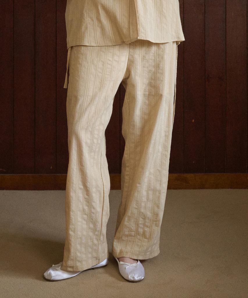 LOSSYROW Rope-Wide Cotton Pants Beige