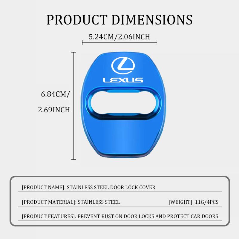 4PCS Car Door Lock Cover Stainless Steel Protection Accessories For Lexus UX250h RX450h RX300 GX470 CT200h RX400h NX300h RX350