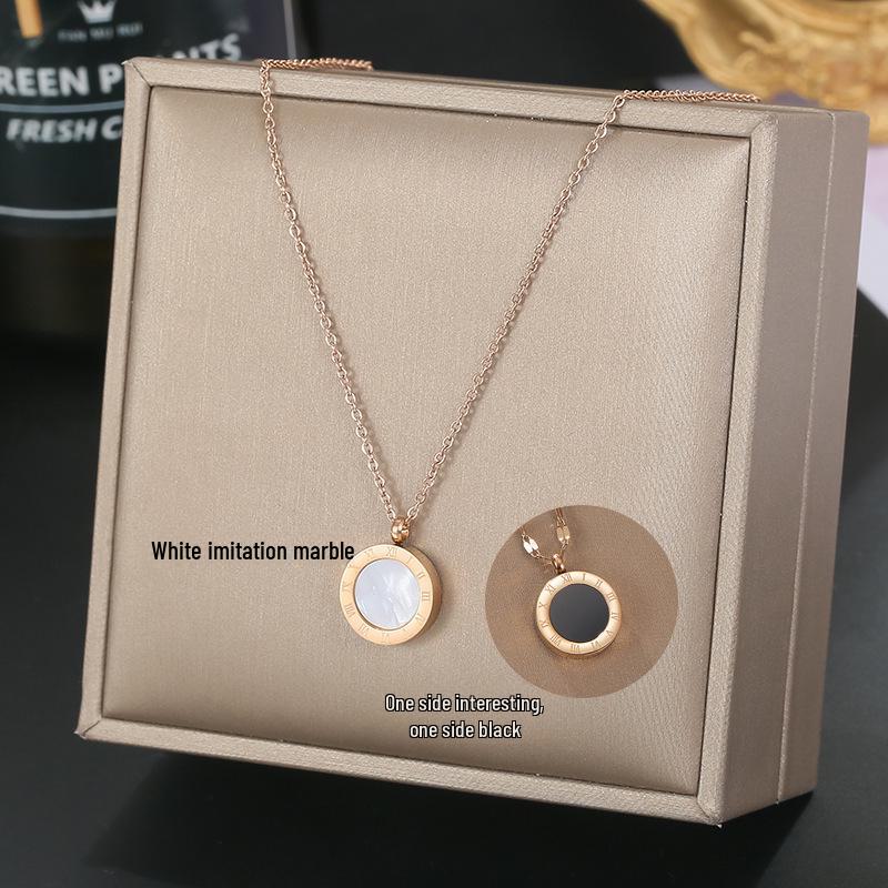 Roman Numeral Titanium Steel Necklace - Women's Fashionable Clavicle Chain In a Luxurious Light Style